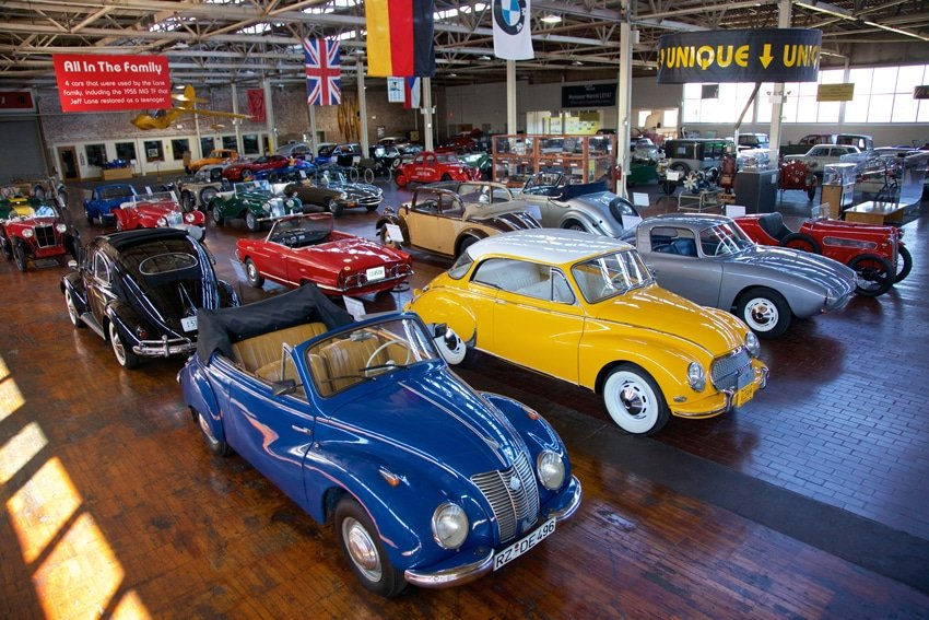 Colorful array of rare European micro-cars inside Lane Motor Museum in Nashville