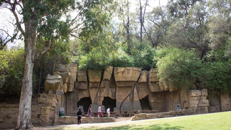 Families exploring the Old Zoo Los Angeles picnic area in Griffith Park