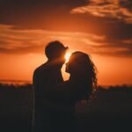 silhouette photography of man and woman