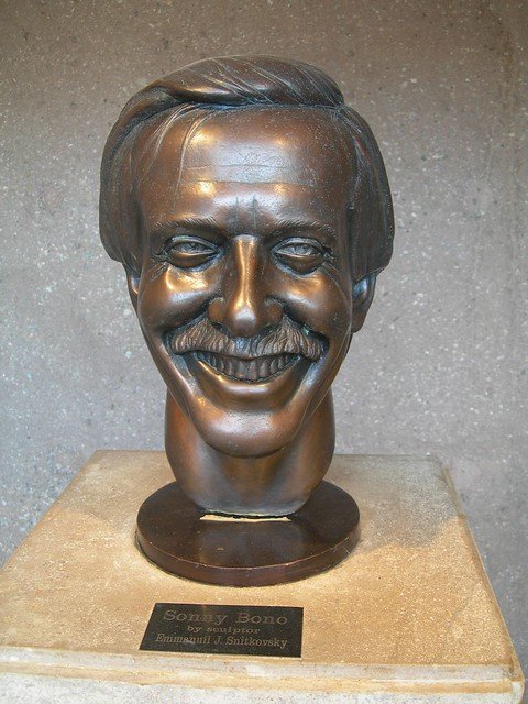 Bronze bust of Sonny Bono by sculptor Emmanuil I. Snitkovsky
