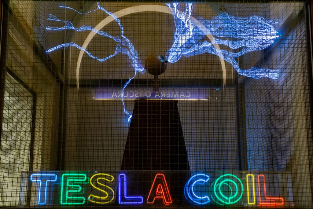 Electric sparks from Tesla Coil at Griffith Observatory in Los Angeles.