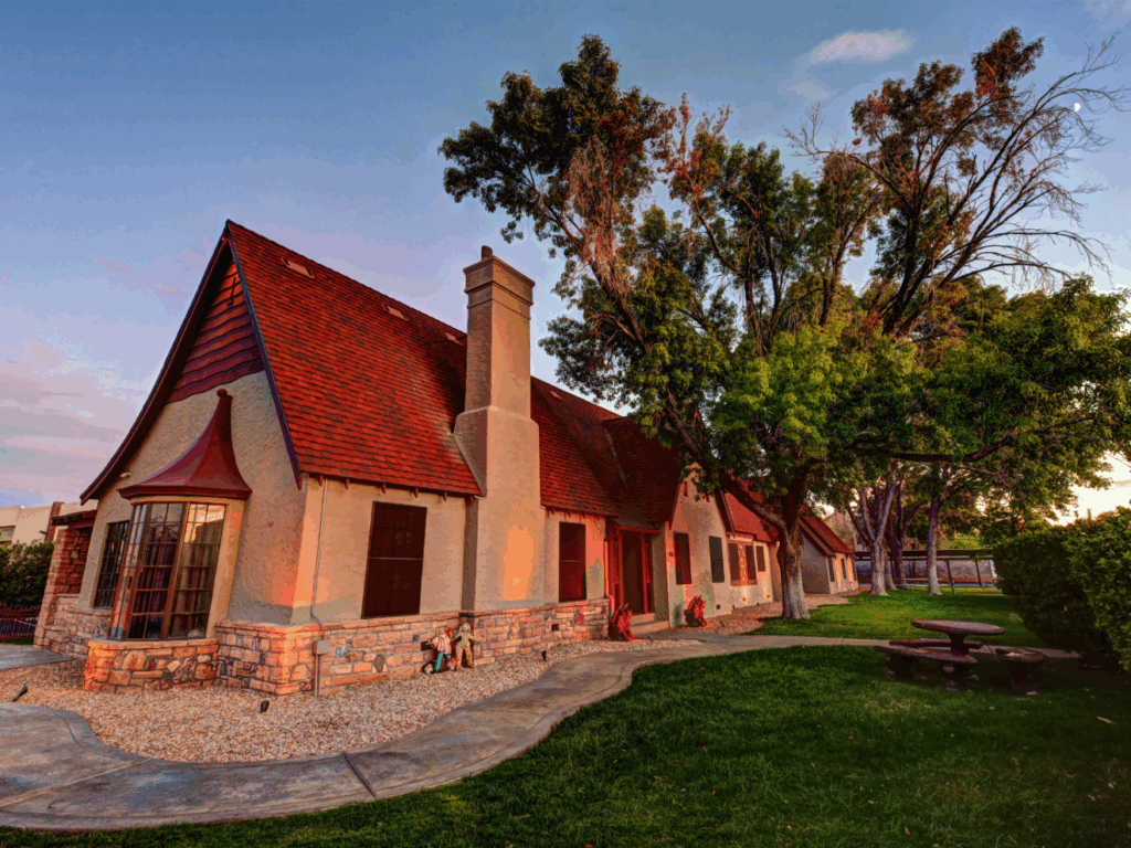 Exterior view of Zak Bagans’ Haunted Museum in Las Vegas, Nevada at sunset