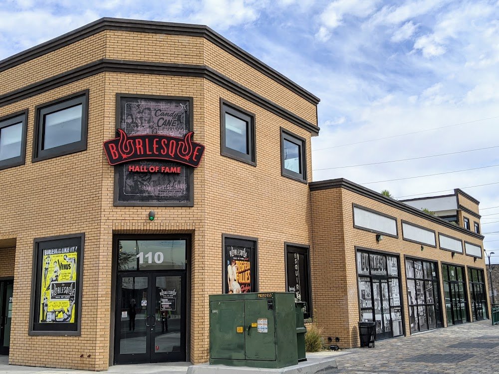Exterior view of the Burlesque Hall of Fame museum in Las Vegas, Nevada, located in the downtown Arts District.