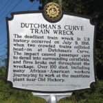 Historical marker for Dutchman’s Curve in Nashville, Tennessee, commemorating the 1918 train wreck.