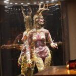Unique art display inside Hanny’s Phoenix Arizona featuring jeweled mannequin sculptures